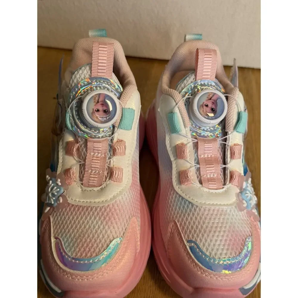 Disney Frozen Elsa Girls Sneakers Dial Lace Light Up Pink Size EU 32 New